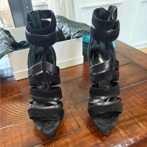 Pucci Black Leather and Suede Platform Heels